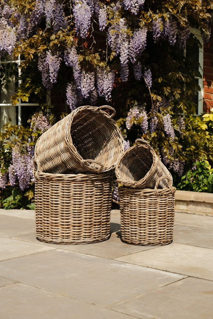 NEW Round Kubu Wicker Rattan Log Storage Handmade Traditional Fireside Basket3