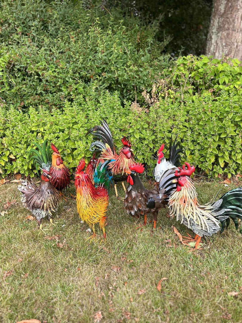 Rustic Metal Rooster Garden Ornament Bright Outdoor Yard Farmhouse Decor13