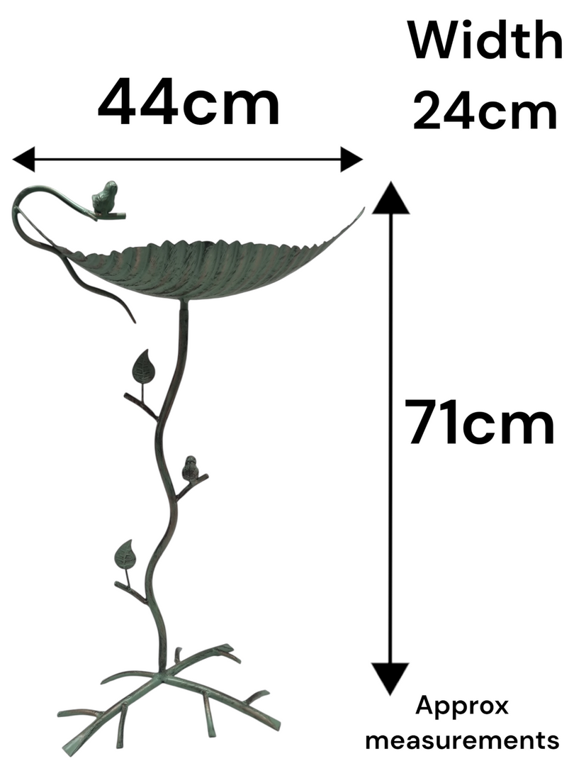 Vintage Style Verdigris Green Metal Bird Bath Feeder Leaf Design Garden Ornament1