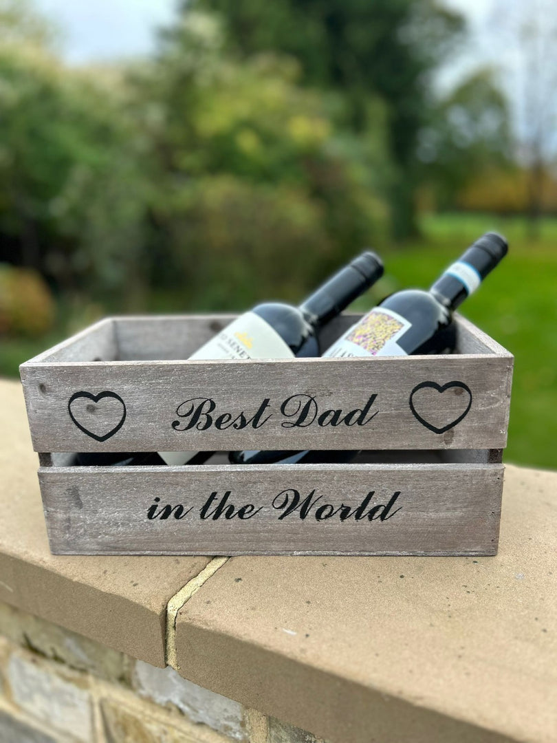 Wooden Crate Best Dad In The World Decorative Box Hamper Gift Christmas Storage8