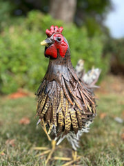 Decorative Metal Brown Hen Chicken Garden Statue Outdoor Lawn Ornament Farmyard4