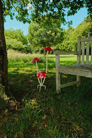 Red & White Spotted Toadstool Mushroom Metal Garden Whimsical Fairy Ornament2