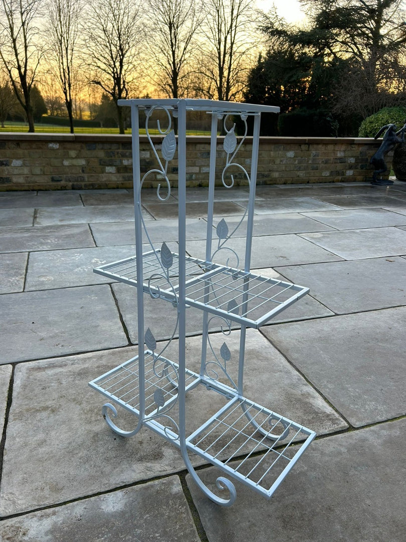 3 Tier White Metal Shelf Decorative Shelves Freestanding Unit Plant Display2