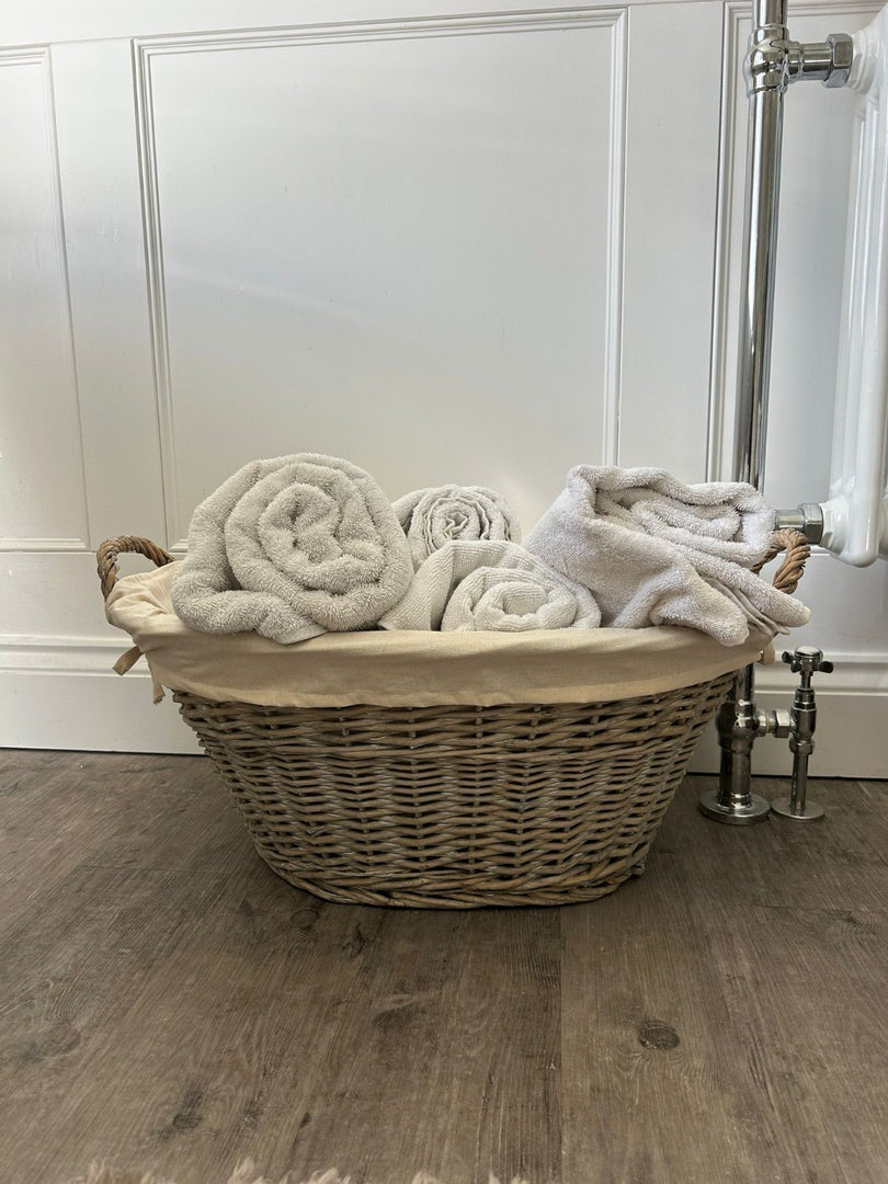 Natural Collection Laundry Lined Wicker Laundry Plain Liner Basket With Handles18