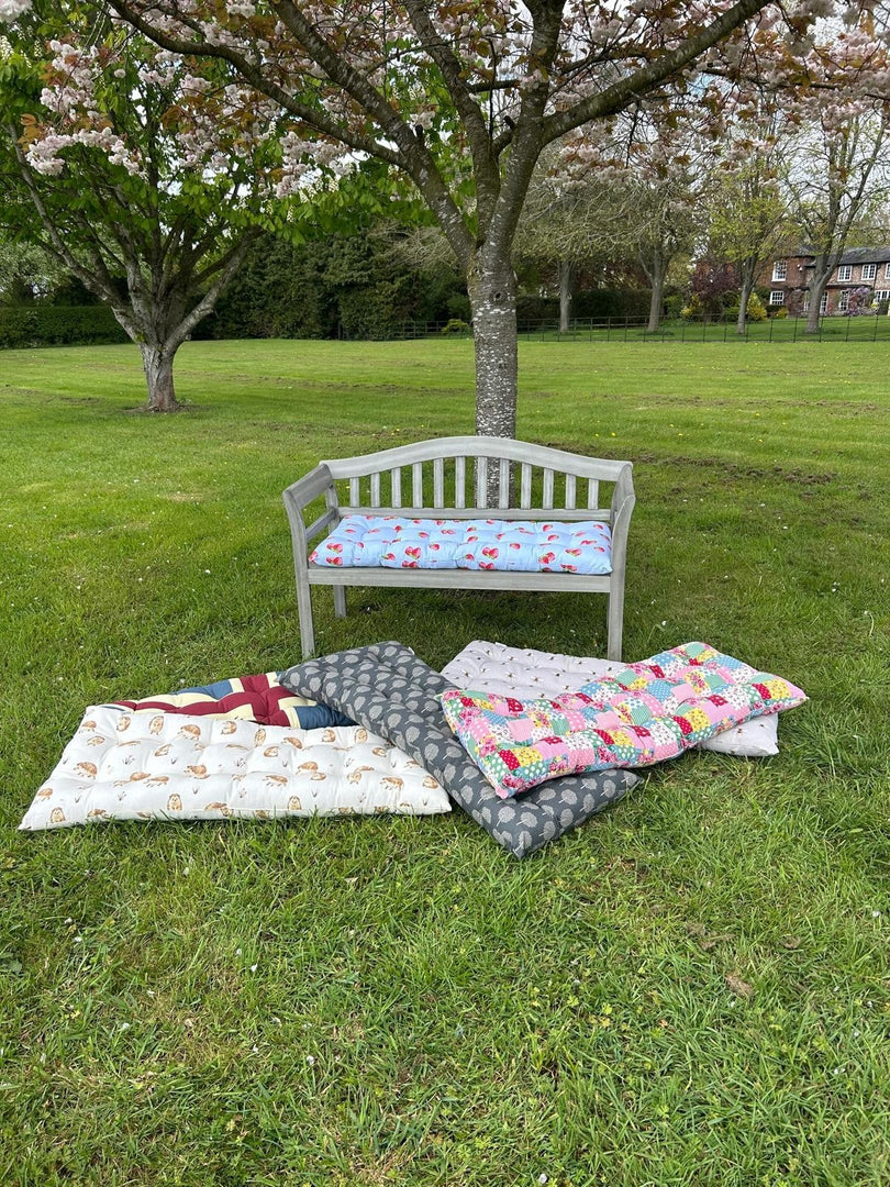 Happy Hedgehog Bench Seat Pad Grey Cushion Outdoor Garden Decor 110cm x 50cm13
