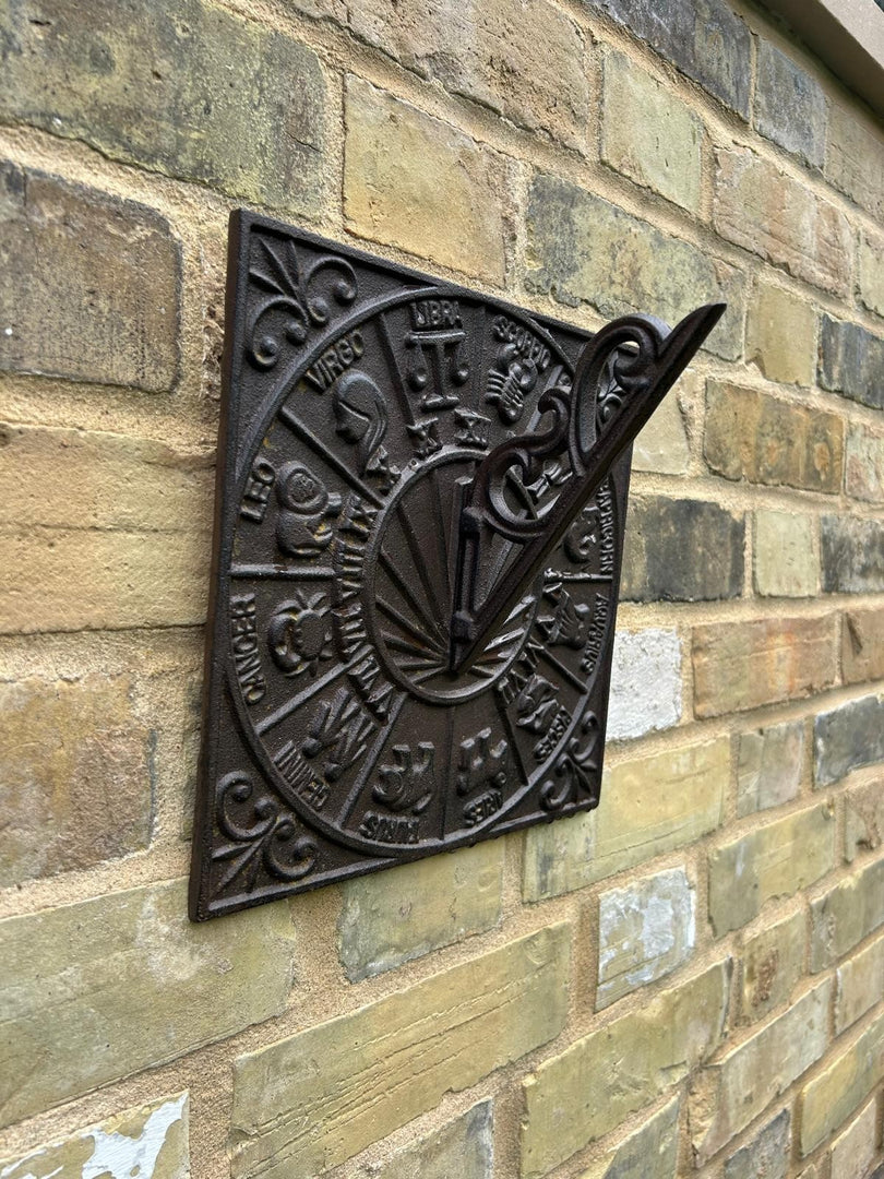 Cast Iron Square Zodiac Sundial Gnomon Decorative Traditional Garden Ornament8