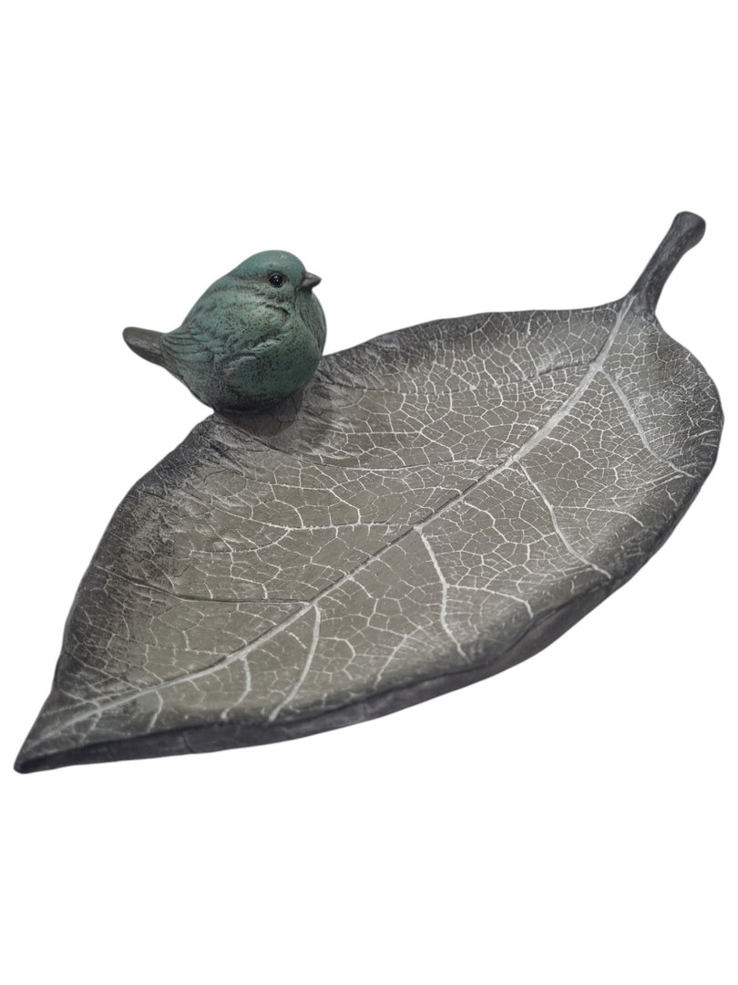 Resin Single Leaf Bowl Bird Bath Feeder Seed Nut Birds Garden Gift Ornament4