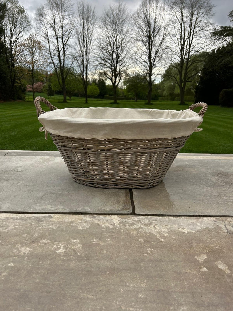 Natural Collection Laundry Lined Wicker Laundry Plain Liner Basket With Handles12