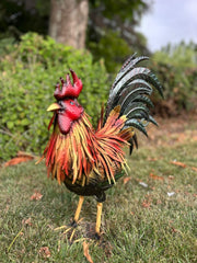 Decorative Metallic Cockerel Rooster Garden Statue Outdoor Lawn Ornament Metal10