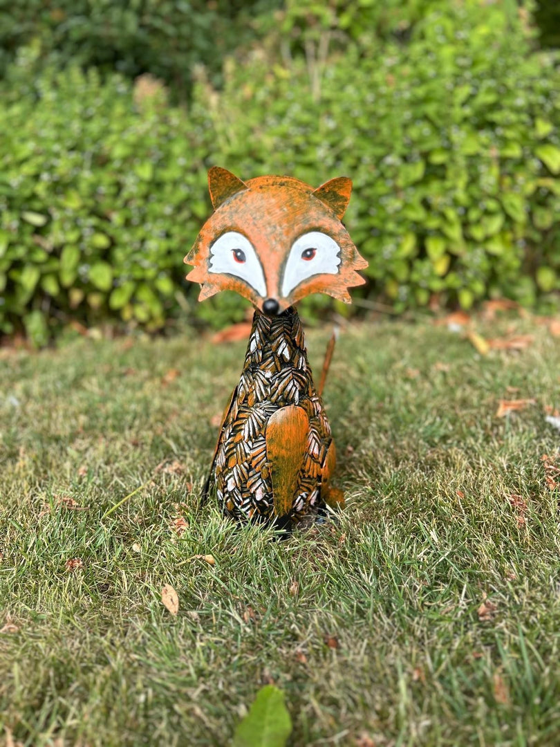 Metal Fox Garden Ornament Stake Cute Woodland Outdoor Lawn Decor Gift Decoration0