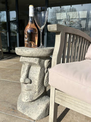 Moai Easter Island Head Statue Resin Garden Ornament Tiki Style Sculpture Plinth9