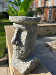 Moai Easter Island Head Statue Resin Garden Ornament Tiki Style Sculpture Plinth6