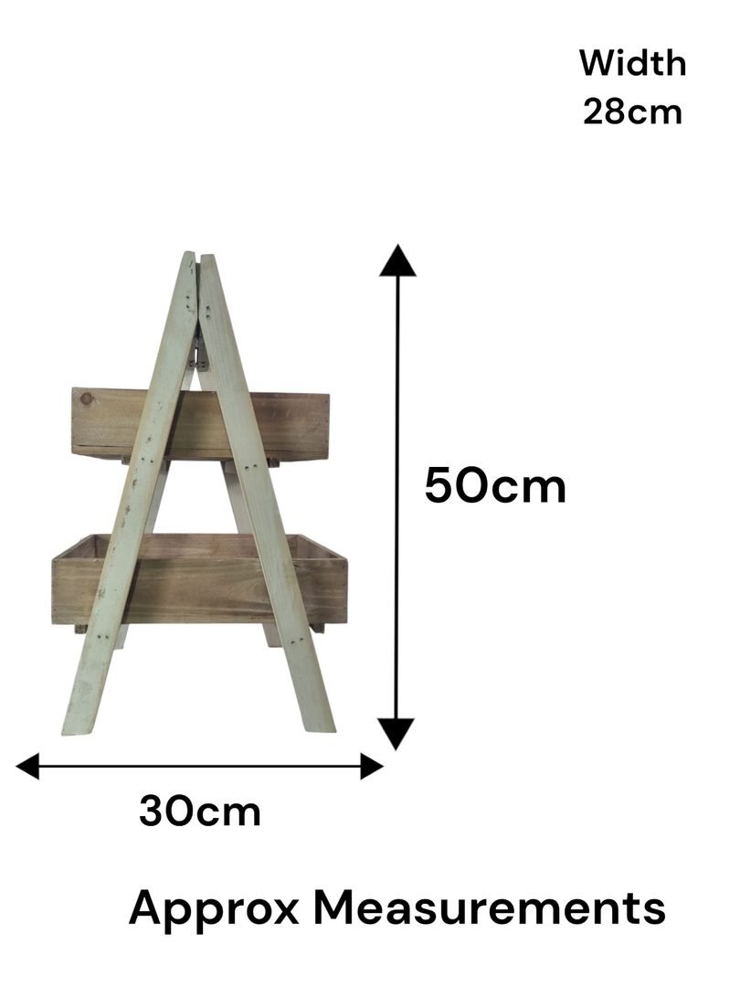 Wooden 2 Tier Vegetable Plant Storage Rack Green Tabletop Rustic Display Shop1