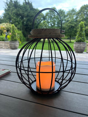 Black Metal Hanging Lantern Candle Holder Rustic Garden Patio Outdoor Decor20