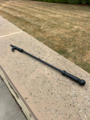 Vintage Black Cast Iron Fireplace Poker Fire Tool Hooked Handle Accessory Hook2
