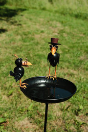 Crow Dad With Baby Birdbath Bird Bath Feeder Garden Water Bowl Gift Decor Stake15