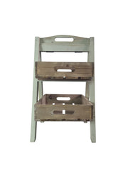 Wooden 2 Tier Vegetable Plant Storage Rack Green Tabletop Rustic Display Shop6