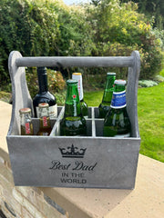 Wooden Best Dad In The World Bottle Gift Box Carrier Gift Novelty Xmas Large11