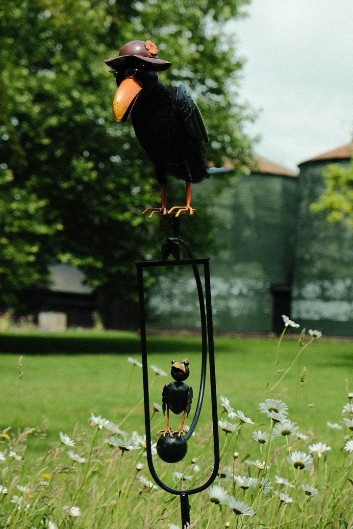 Rocking Balancing Mum Crow Rocker Garden Ornament Decoration Stake Gift Decor0