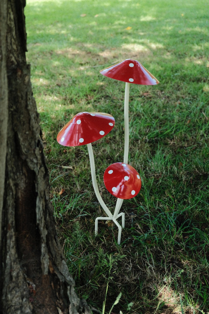 Red & White Spotted Toadstool Mushroom Metal Garden Whimsical Fairy Ornament7