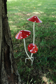 Red & White Spotted Toadstool Mushroom Metal Garden Whimsical Fairy Ornament7