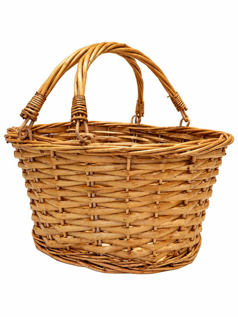 Honey Wicker Shopper Shopping Gift Display Basket No Liner Fold Flat Handles8