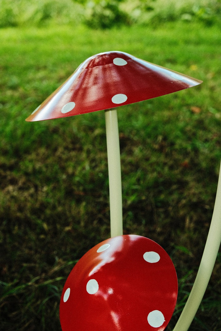 Red & White Spotted Toadstool Mushroom Metal Garden Whimsical Fairy Ornament15