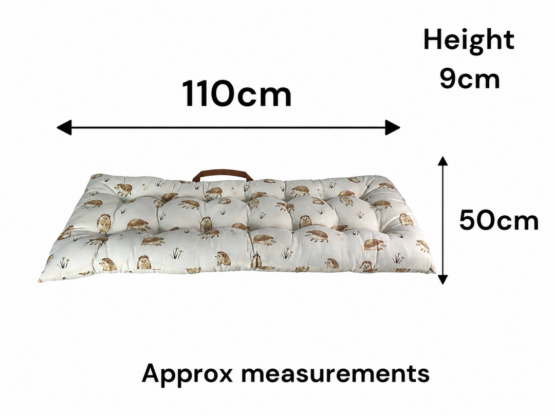 Happy Hedgehog Bench Seat Pad Grey Cushion Outdoor Garden Decor 110cm x 50cm1