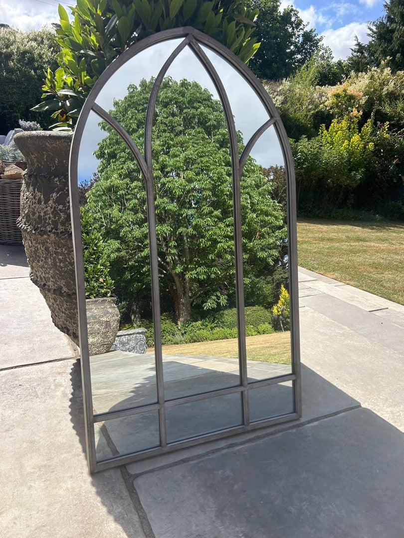 Dorchester XL Solar Powered Gothic Arch Garden Mirror LED Outdoor Wall Decor3