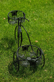 2 Tier Trike Pot Holder Metal Garden Flowers Plant Display Planter in Black18