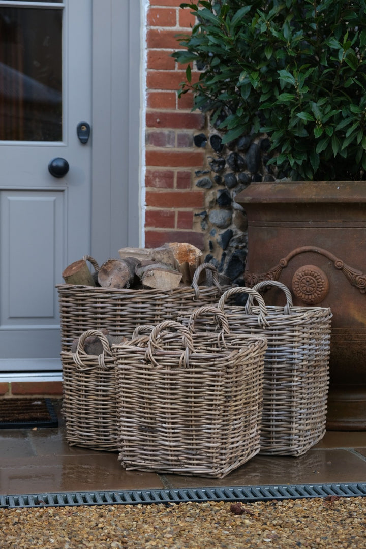 NEW Square Kubu Wicker Rattan Log Storage Handmade Traditional Basket Home Decor11