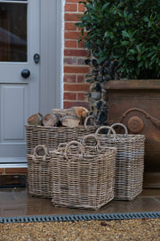 NEW Square Kubu Wicker Rattan Log Storage Handmade Traditional Basket Home Decor11