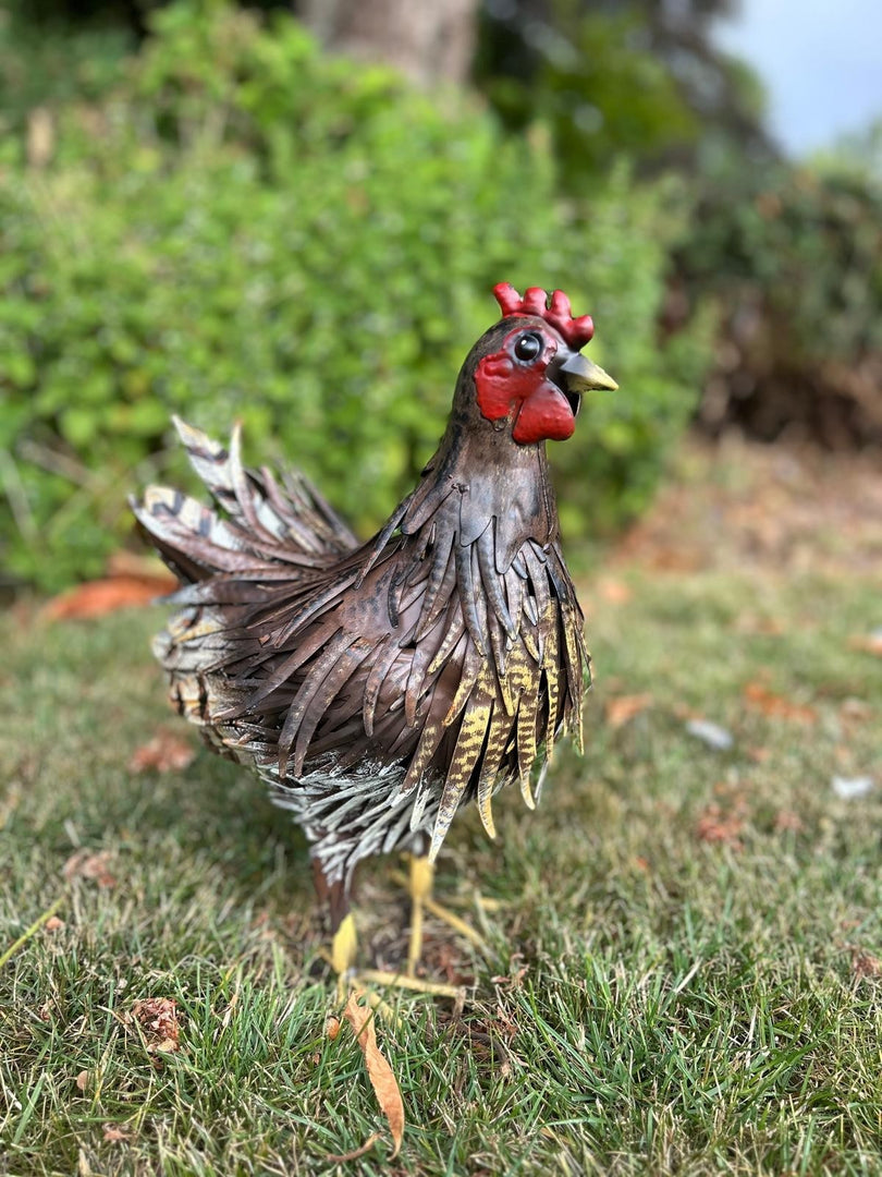 Decorative Metal Brown Hen Chicken Garden Statue Outdoor Lawn Ornament Farmyard0
