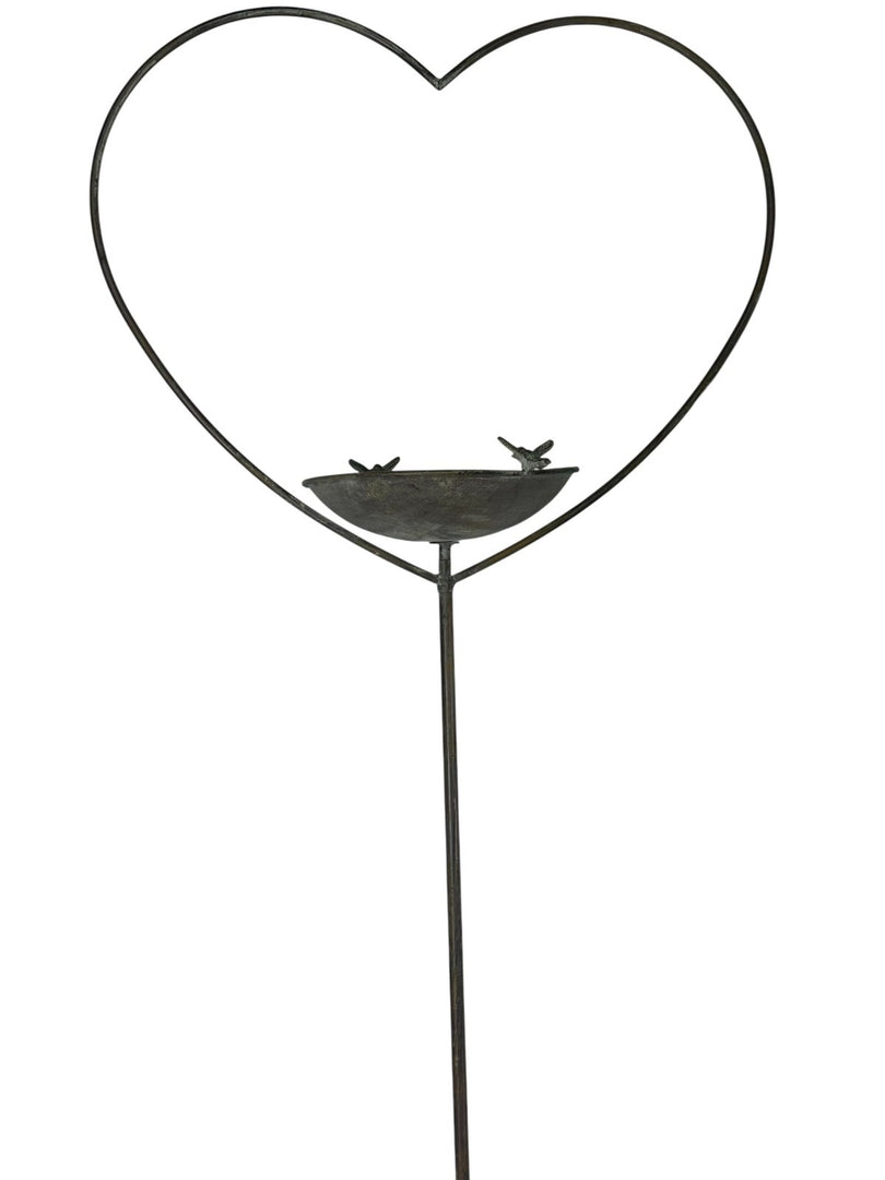 Antique Grey Heart Bird Bath Stake Feeder Garden Giftware Decor Decoration Gift6