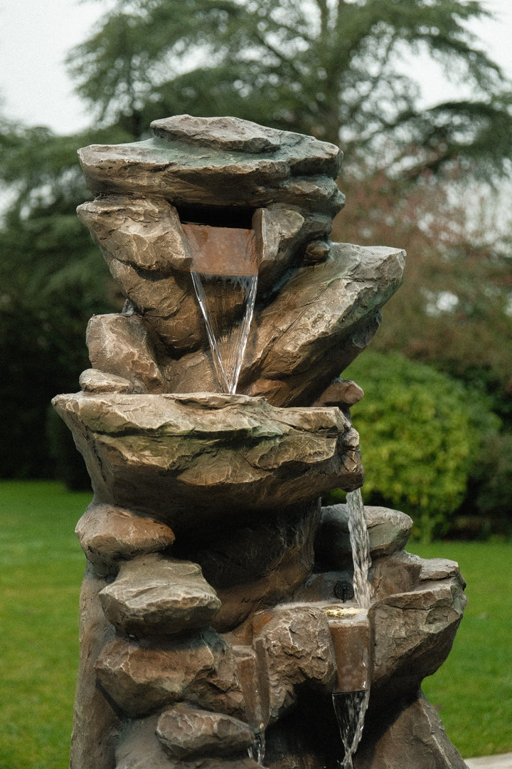 Rock Pool Water Feature Slate Effect Garden Light Up LED Outdoor Decor Gift7