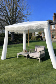 Antique White Gazebo Marquee Canopy Fringe Outdoor Garden Beach Cabana Style UK7