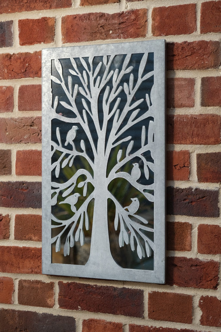 Zinc Tree of Life Wall Mirror with Birds Garden Outdoor Wall Plaque Decoration4
