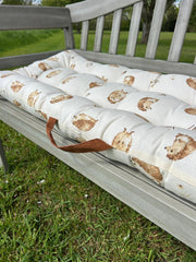 Happy Hedgehog Bench Seat Pad Grey Cushion Outdoor Garden Decor 110cm x 50cm5