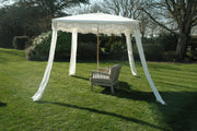 Antique White Gazebo Marquee Canopy Fringe Outdoor Garden Beach Cabana Style UK16