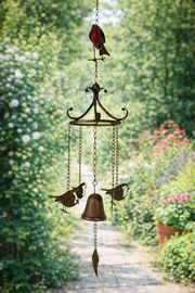 Rustic Metal Robin Hanging Windchime Garden Gift Decor Decoration Hanging Hook4
