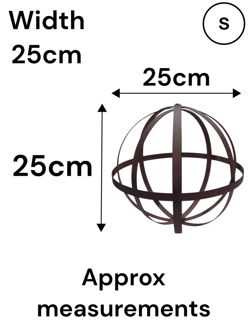 Set of 2 Rustic Metal Garden Spheres Decorative Outdoor Orb Sculptures Brown2