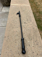 Vintage Black Cast Iron Fireplace Poker Fire Tool Hooked Handle Accessory Hook3