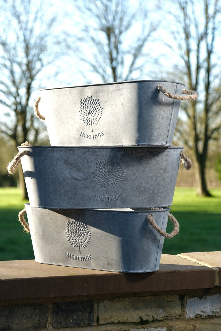 window box planters uk Zinc Medium Trough Planter – Flowers Herbs Window Box with Rope Handles – Garden Stall