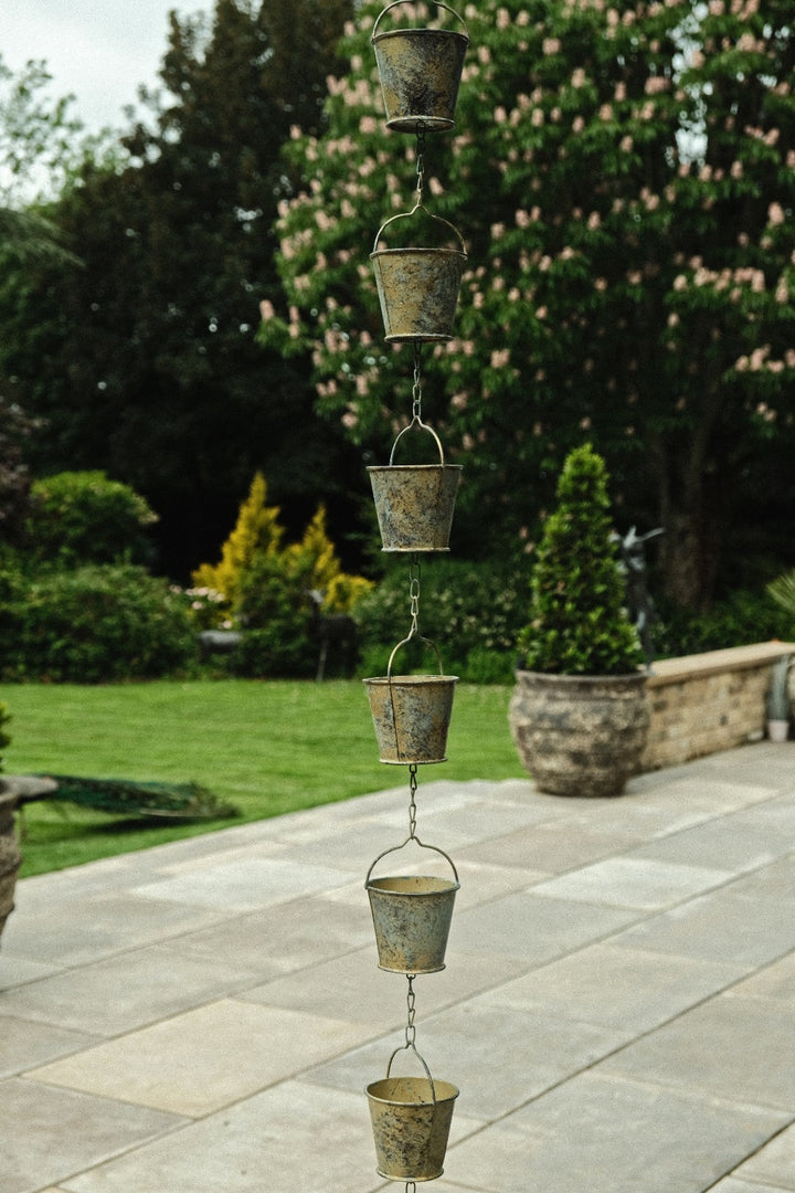 Bucket Rain Chain Hanging Garden Outdoor Nature Ornament Water Decoration16