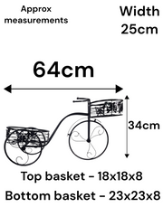 2 Tier Trike Pot Holder Metal Garden Flowers Plant Display Planter in Black1