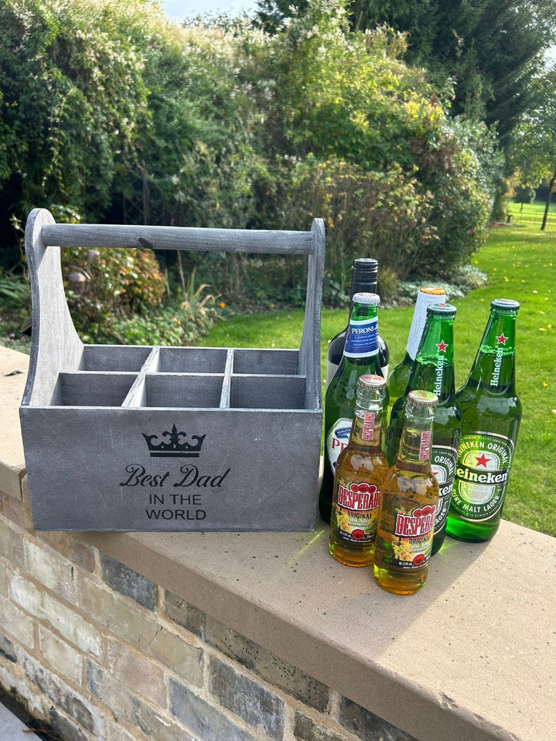 Wooden Best Dad In The World Bottle Gift Box Carrier Gift Novelty Xmas Large13