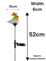 Set of 3 Solar Chicken Cockerel Lights Colourful Glass Garden Decor Stakes Gift1