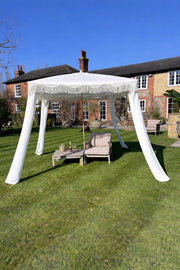 Antique White Gazebo Marquee Canopy Fringe Outdoor Garden Beach Cabana Style UK4