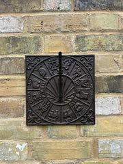 Cast Iron Square Zodiac Sundial Gnomon Decorative Traditional Garden Ornament2