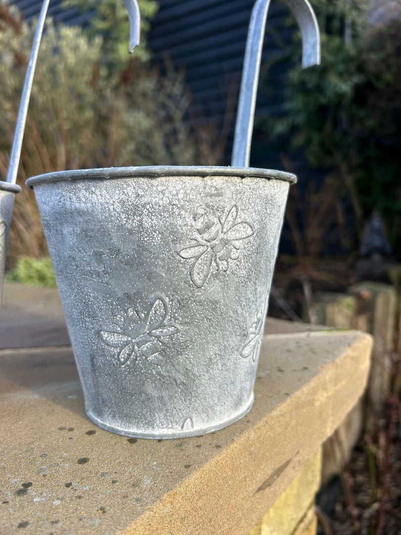 Set Of 3 Zinc Bumblebee Hanging Fence Plant Pots Bee Flower Pot Garden Balcony10